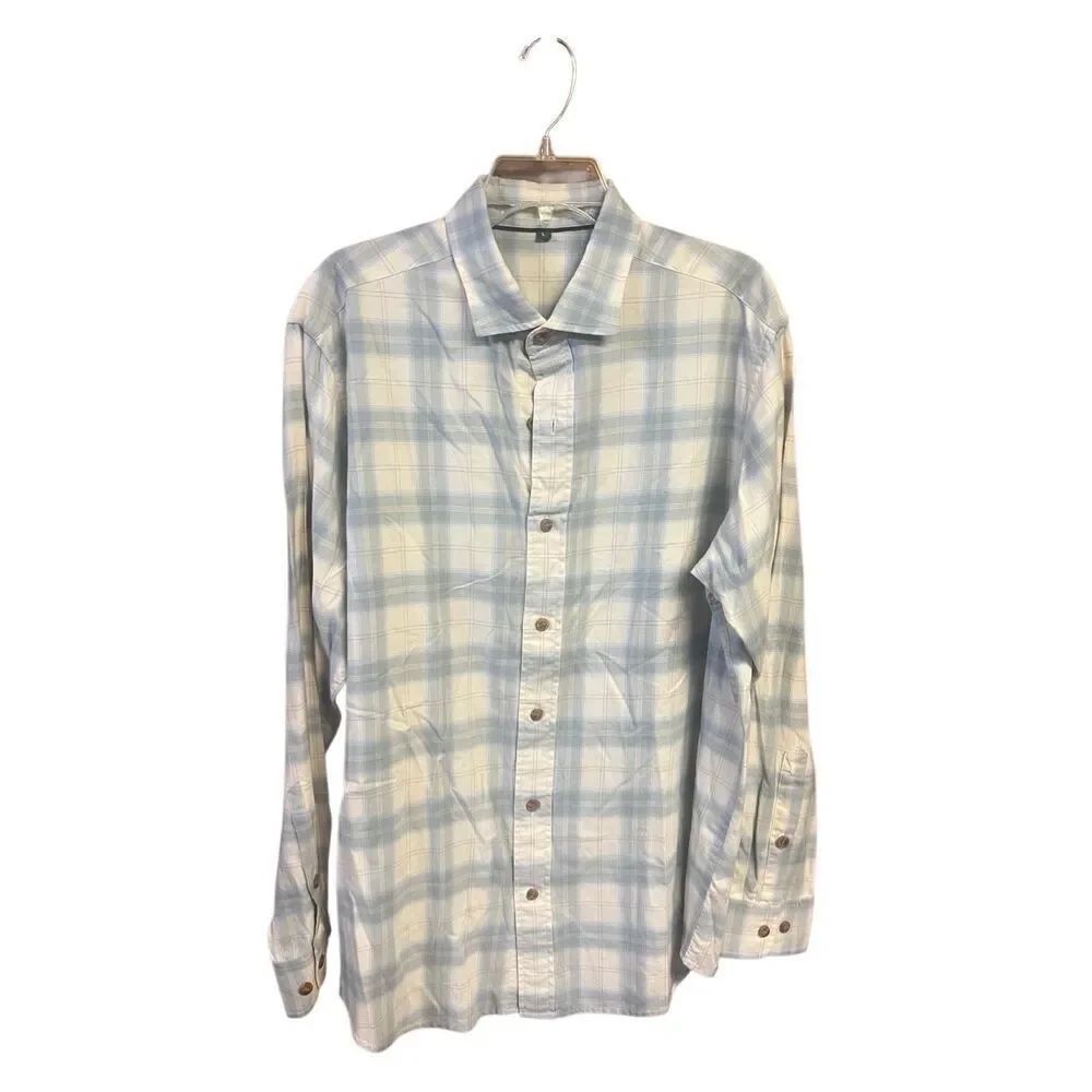 No Brand Mens Plaid Linen/Cotton Blend Shirt Sz L NWOT